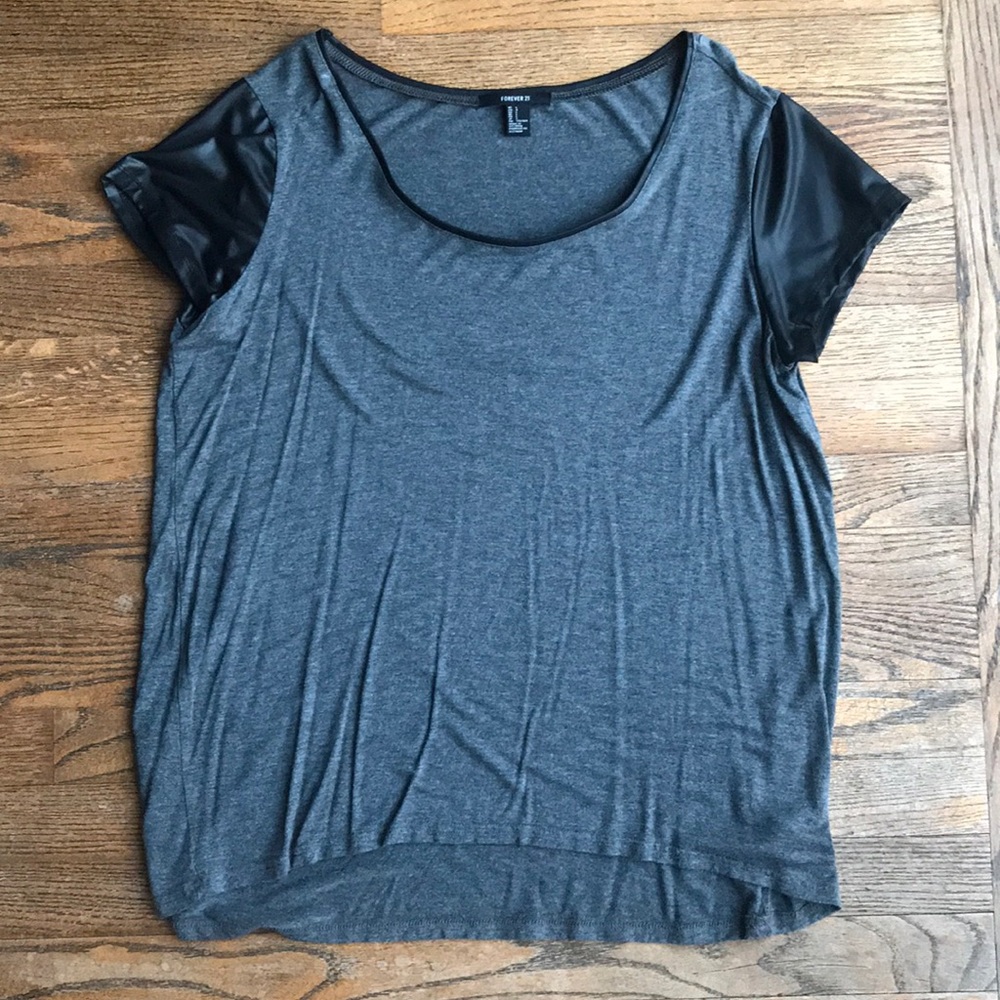 Leather sleeve T-shirt!